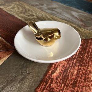 Gold tone pearl trinket dish